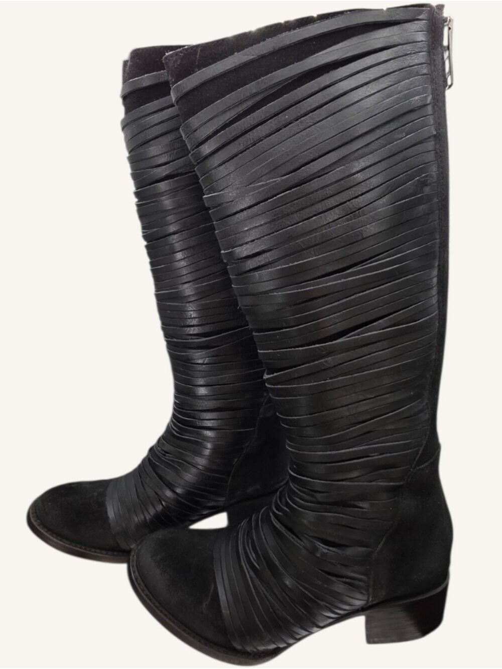 Freebird by Steven Logan Black Leather Knee High Boots Size 6